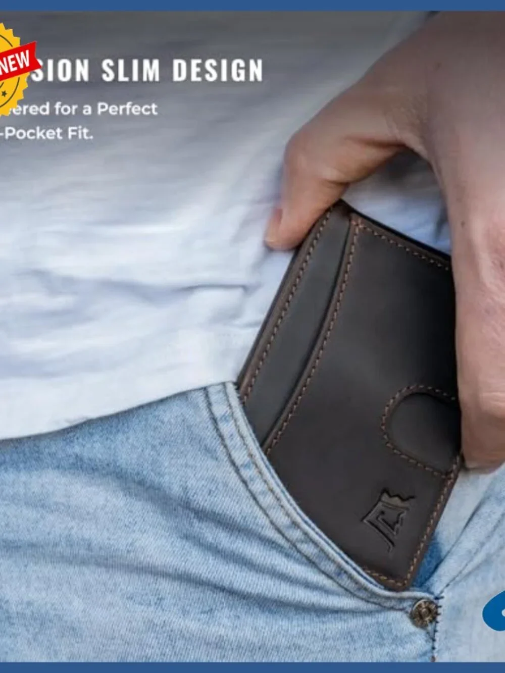 Slim RFID Blocking Leather Wallet with Money Clip - Front Pocket Bifold Holds